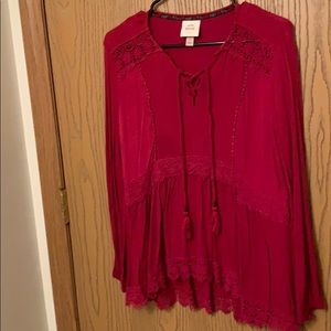 Red blouse with embroidery